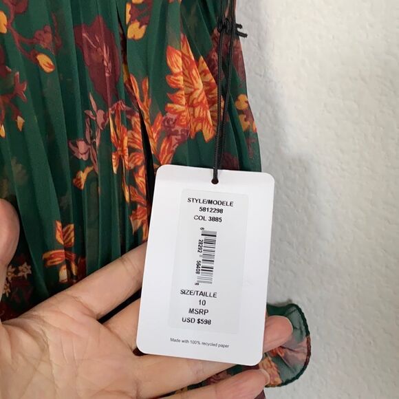 Amur Adeline 100% silk floral pleated flare dress size US2 - Picture 12 of 12